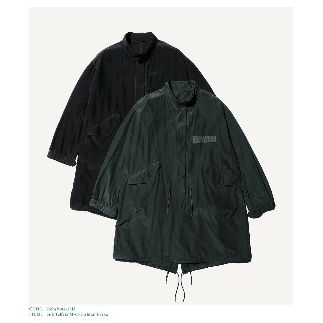 A.PRESSE 25SS Silk Taffeta M-65 Fishtail Parka